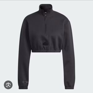 Adidas Cropped Half-Zip Sweatshirt, Dark Grey, Small, NWOT
